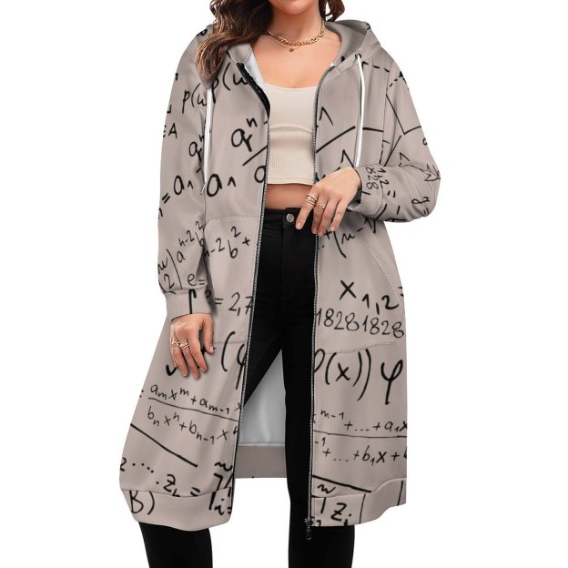 Math Geek Mathematics Problem Solving Zip Up Long Hoodie Jacket Women Tunic Sweatshirt Plus Size Open Front Cardigan Outfits