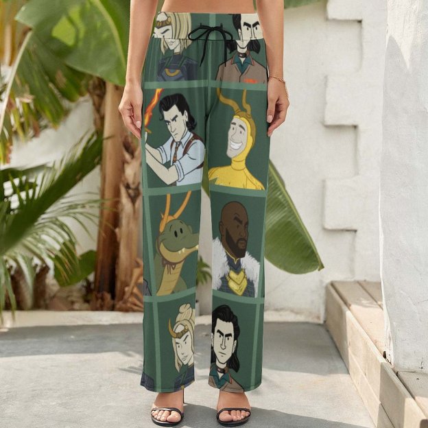 Summer Fall Funny Vintage Loki Variant Women's High Waist Wide Leg Long Palazzo Lounge Pants-Charlylifestyle