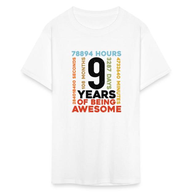 Charlylifestyle Unisex Casual 9th Birthday Shirt 9 Years Old Vintage Retro 108 Months Boy Girl T-Shirt