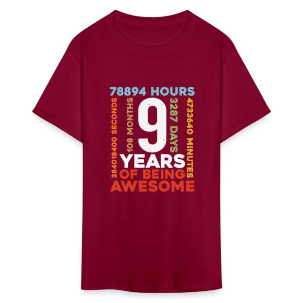 Charlylifestyle Unisex Casual 9th Birthday Shirt 9 Years Old Vintage Retro 108 Months Boy Girl T-Shirt