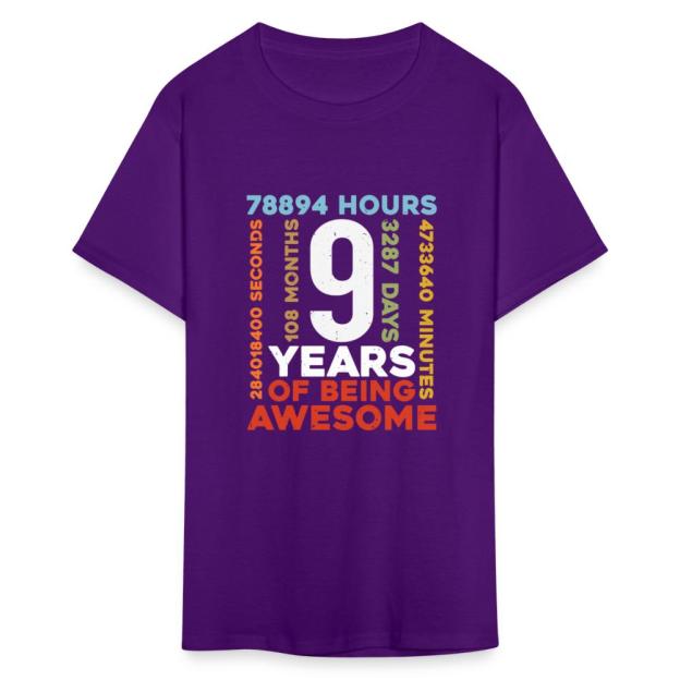 Charlylifestyle Unisex Casual 9th Birthday Shirt 9 Years Old Vintage Retro 108 Months Boy Girl T-Shirt