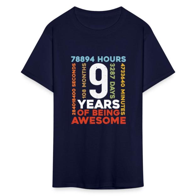 Charlylifestyle Unisex Casual 9th Birthday Shirt 9 Years Old Vintage Retro 108 Months Boy Girl T-Shirt