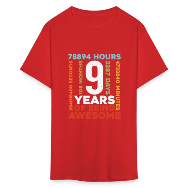 Charlylifestyle Unisex Casual 9th Birthday Shirt 9 Years Old Vintage Retro 108 Months Boy Girl T-Shirt