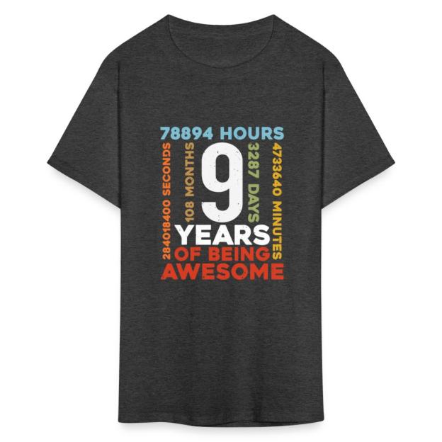 Charlylifestyle Unisex Casual 9th Birthday Shirt 9 Years Old Vintage Retro 108 Months Boy Girl T-Shirt