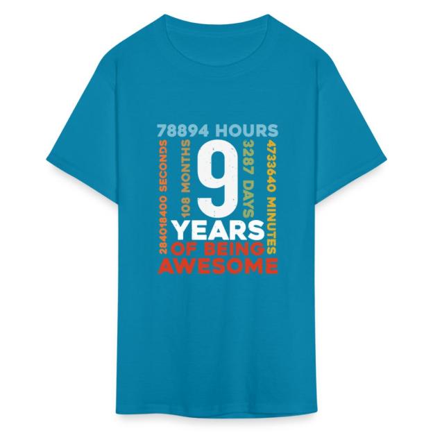 Charlylifestyle Unisex Casual 9th Birthday Shirt 9 Years Old Vintage Retro 108 Months Boy Girl T-Shirt