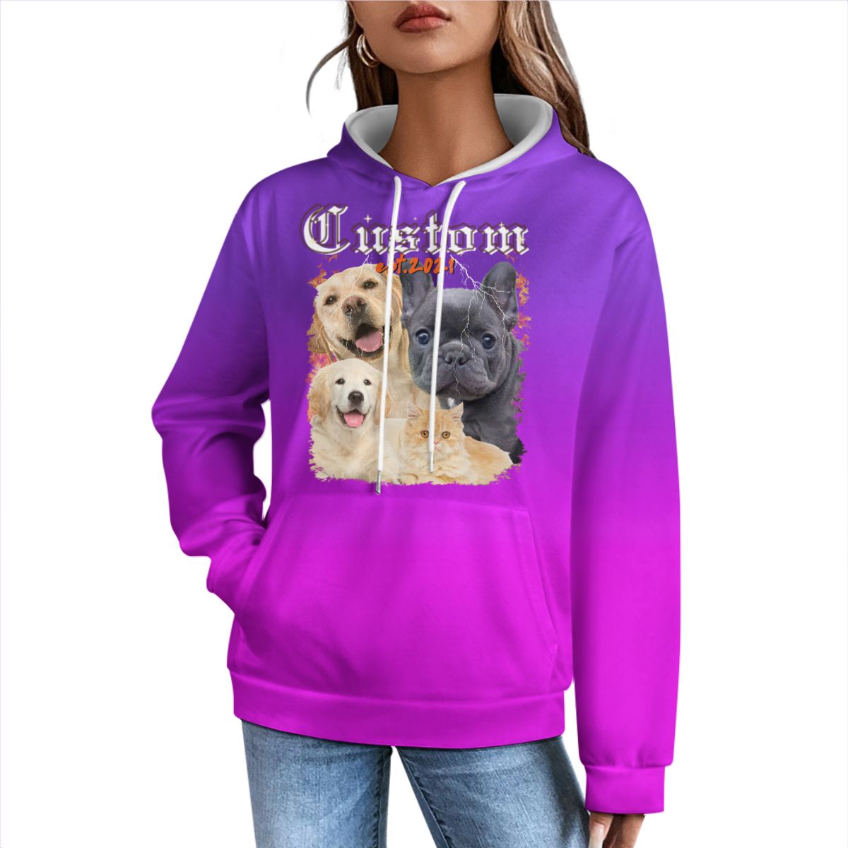 Add Your Photo Bootleg Hoodie Custom Personalized Unixes Boyfriend Girlfriend Vintage 90s Vacation Sweatshirt