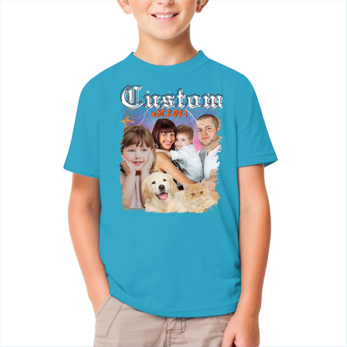 Custom Create Your Own Bootleg Kids Tee Personalized Design Photo Matching T-shirt With Family Friend
