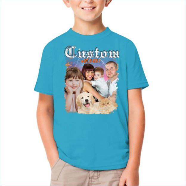 Custom Create Your Own Bootleg Kids Tee Personalized Design Photo Matching T-shirt With Family Friend