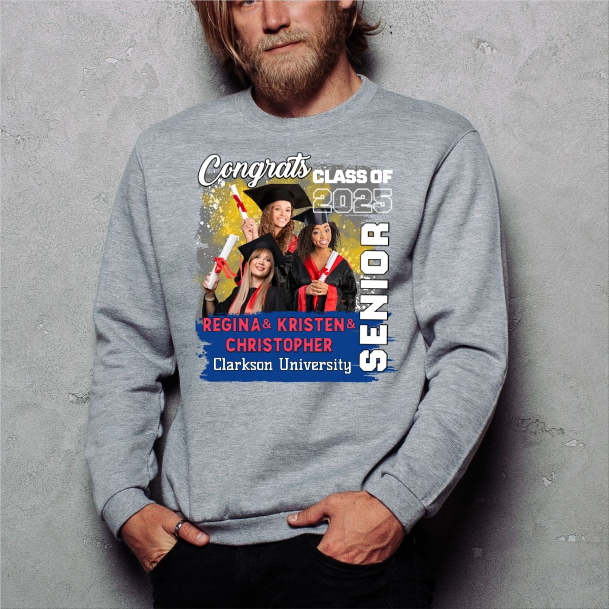 Class of Senior 2025 Sweatshirt Senior Mom Dad Family Top Custom Graduation 2025 Gifts Causal Teacher Sweatshirt