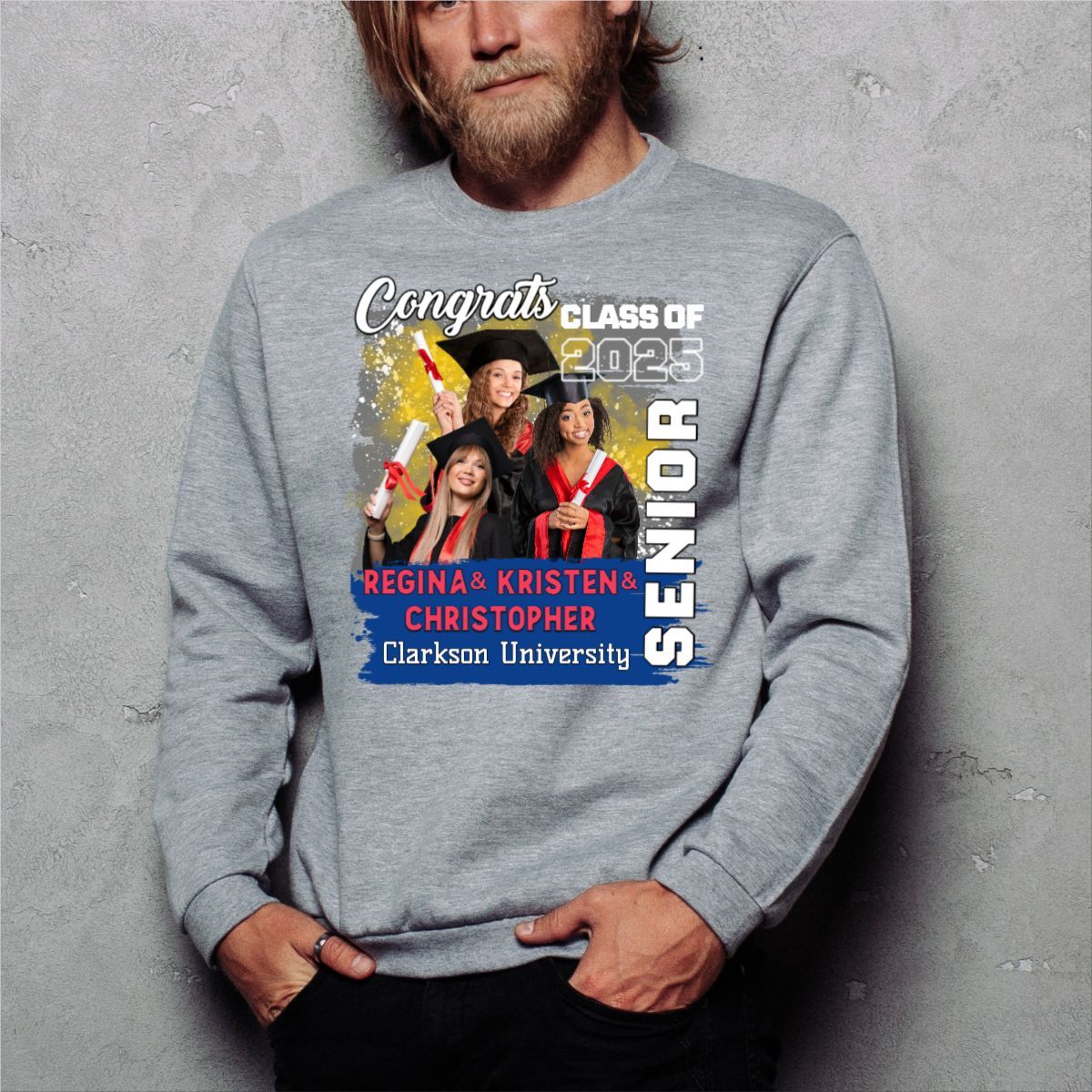 Class of Senior 2025 Sweatshirt Senior Mom Dad Family Top Custom Graduation 2025 Gifts Causal Teacher Sweatshirt