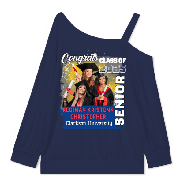 One Shoulder 2025 Grad Graduation Tee Tops Sexy Cold Shoulder High School Graduate Gift TShirts