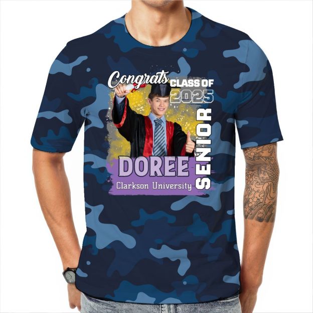 Custom Senior Graduation 25 T-Shirt Personalized Design Name Photo Class of 2025 All Over Print Custom Tee