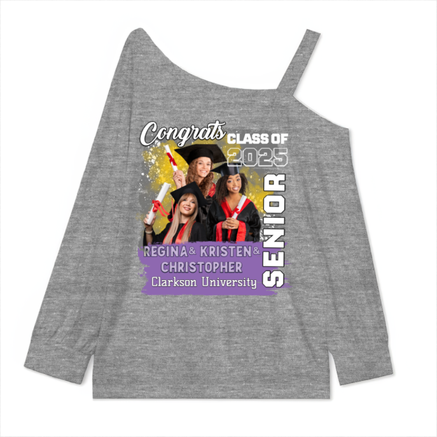 One Shoulder 2025 Grad Graduation Tee Tops Sexy Cold Shoulder High School Graduate Gift TShirts