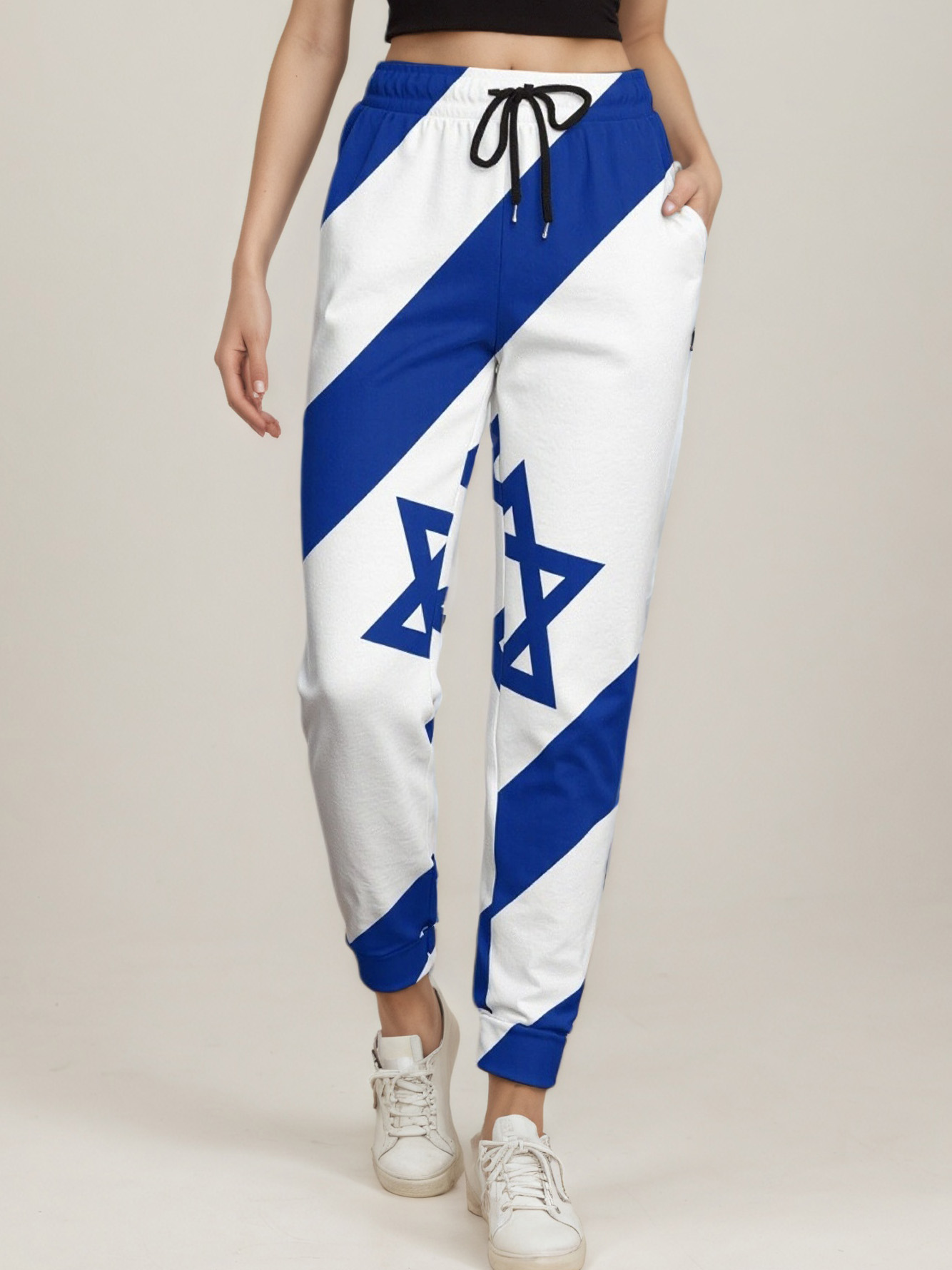 Israelian Flag Of Israel Women Drawstring Waist Sweatpants Casual Printed Pockets Tapered Joggers Pant