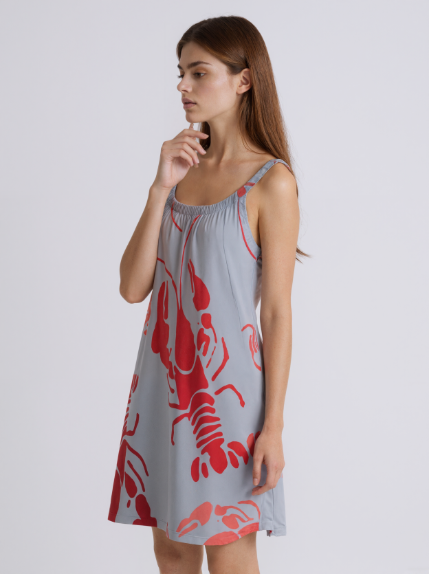 Lobster Bake Or Crawfish Boil Retro Summer Tank Sleeveless Dress Women Casual O Neck Pleated Midi Sun Dresses