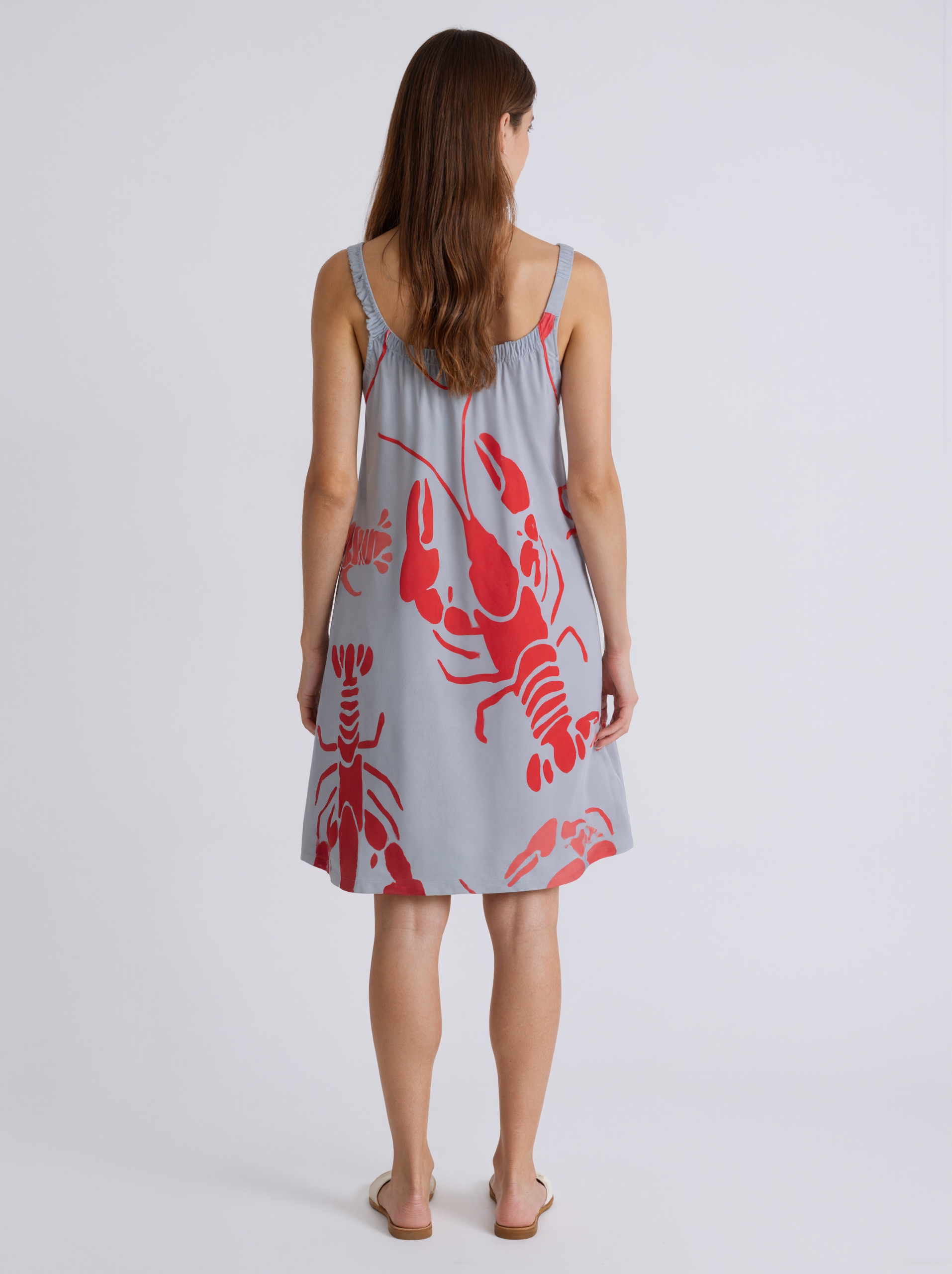 Lobster Bake Or Crawfish Boil Retro Summer Tank Sleeveless Dress Women Casual O Neck Pleated Midi Sun Dresses