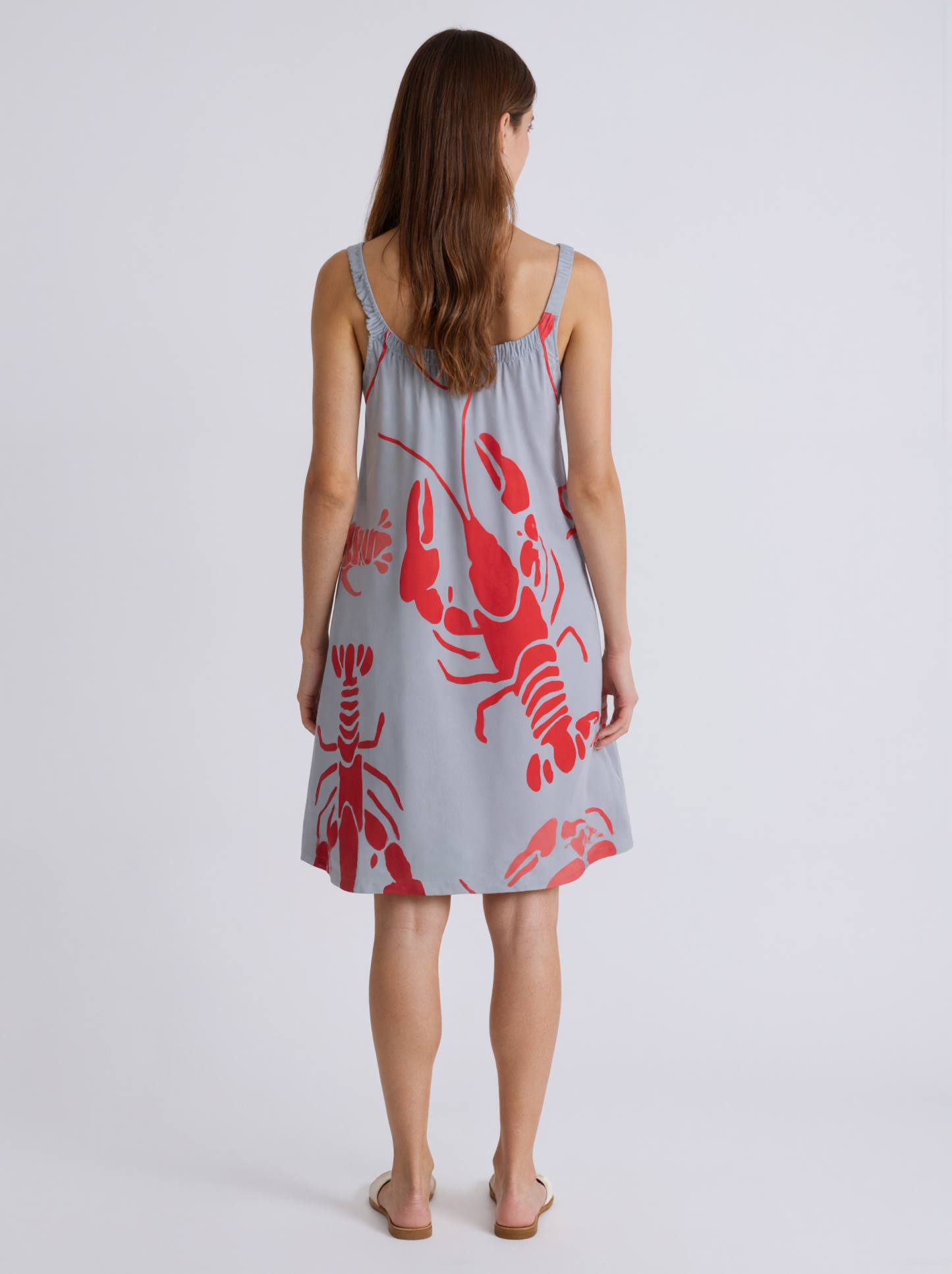 Lobster Bake Or Crawfish Boil Retro Summer Tank Sleeveless Dress Women Casual O Neck Pleated Midi Sun Dresses