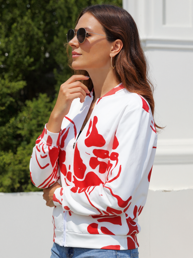 Lobster Bake Or Crawfish Boil Retro Women boyfriend Zip Up Bomber Jacket Long Sleeve Open Front Cardigan Tops