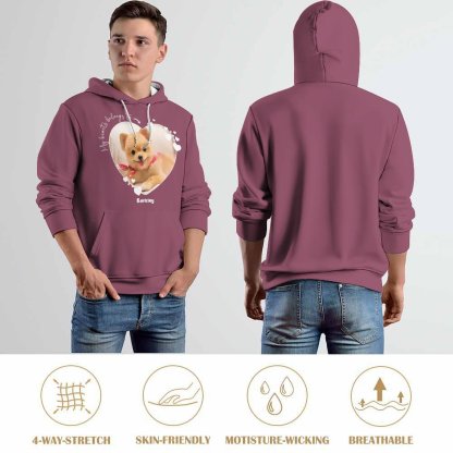 My Heart Belongs to Dog to Family to Mom to Dad Hoodie Personalize Photo & Name Hoodies