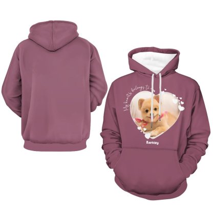 My Heart Belongs to Dog to Family to Mom to Dad Hoodie Personalize Photo & Name Hoodies