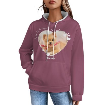 My Heart Belongs to Dog to Family to Mom to Dad Hoodie Personalize Photo & Name Hoodies