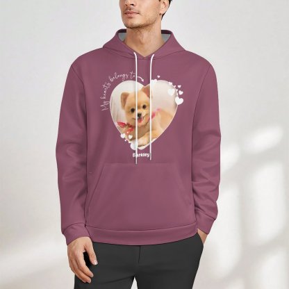 My Heart Belongs to Dog to Family to Mom to Dad Hoodie Personalize Photo & Name Hoodies