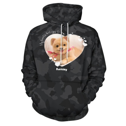 Custom My Heart Belongs to Pet to Dog Hoodie Personalize Camouflage Pet Photo & Name
