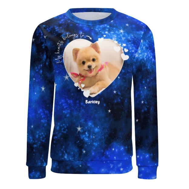 Custom My Heart Belongs to Dog Lover Sweatshit Pet Photo Hoodie Personalized Your Name