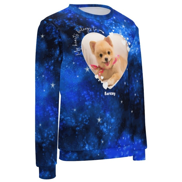 Custom My Heart Belongs to Dog Lover Sweatshit Pet Photo Hoodie Personalized Your Name