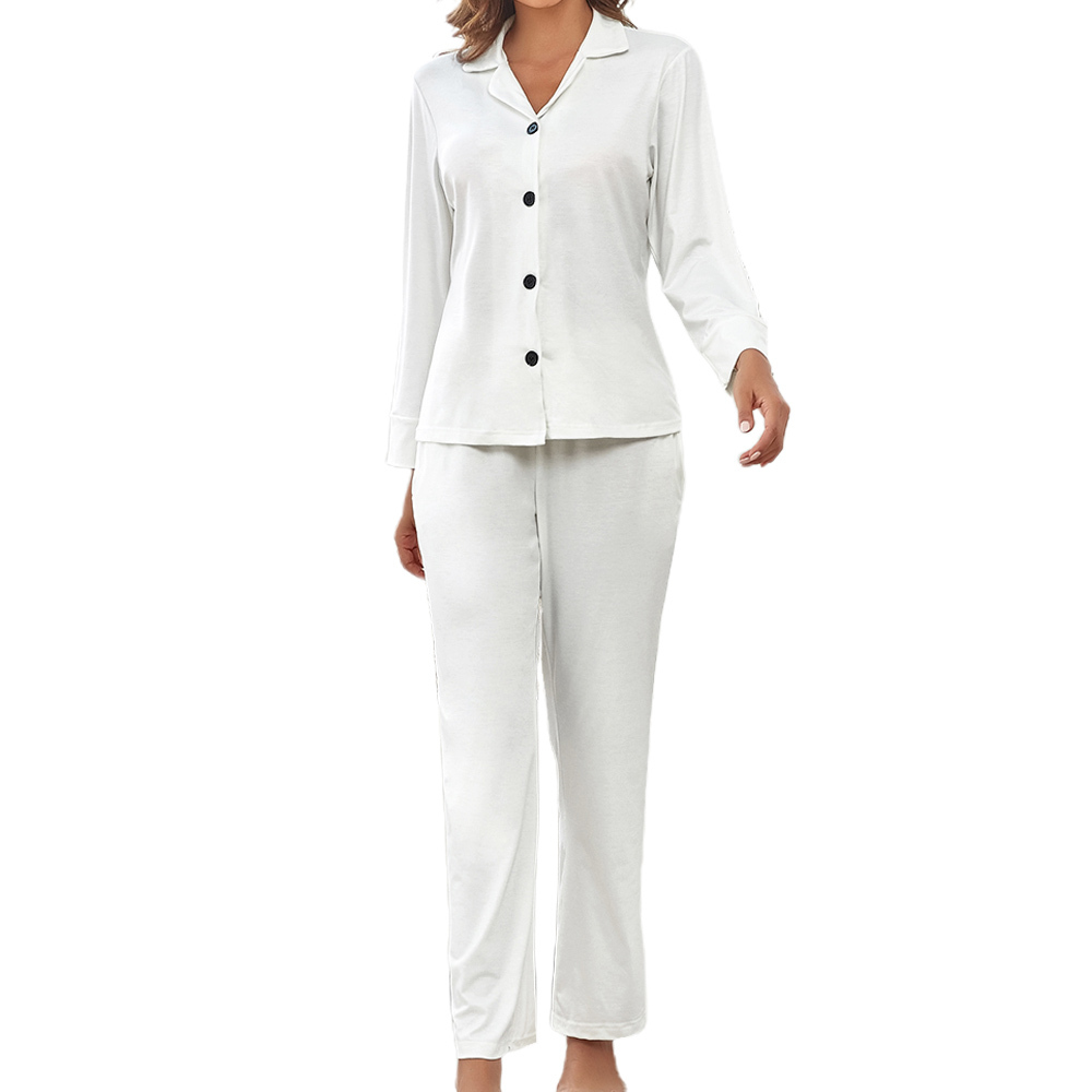 Create Your Own Women Long Sleeve Two Piece Sleepwear Custom Soft Button Down Loungewear Pjs Set Nightwear