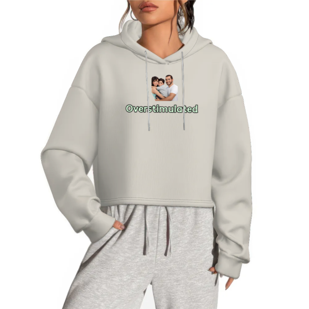 Overstimulated Crop Sweatshirt for Mom Cowboy Frog Hoodies Unhinged Weirdcore Clothing Gen Z Top Weird Stuff Funny Hoodies