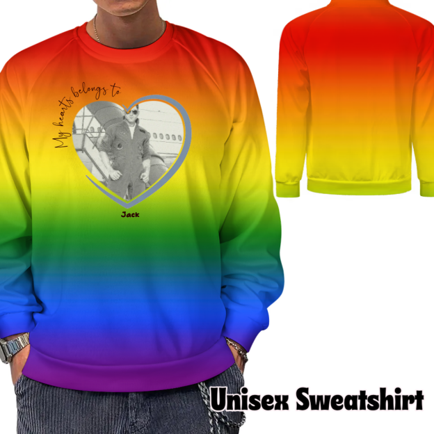 Personalized Photo Upload My Hearts Belongs to Pilot flight Sweatshirt Custom Friend Family Birthday Gift Pullover