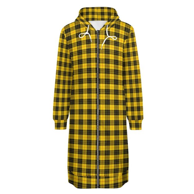 Macleod Scottish Clan Tartan Plaid Zip Up Long Hoodie Jacket Women Tunic Sweatshirt Plus Size Open Front Cardigan Outfits