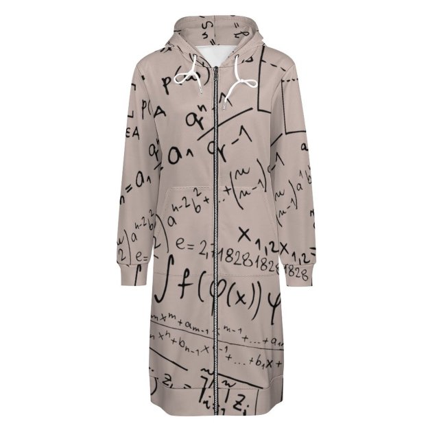 Math Geek Mathematics Problem Solving Zip Up Long Hoodie Jacket Women Tunic Sweatshirt Plus Size Open Front Cardigan Outfits