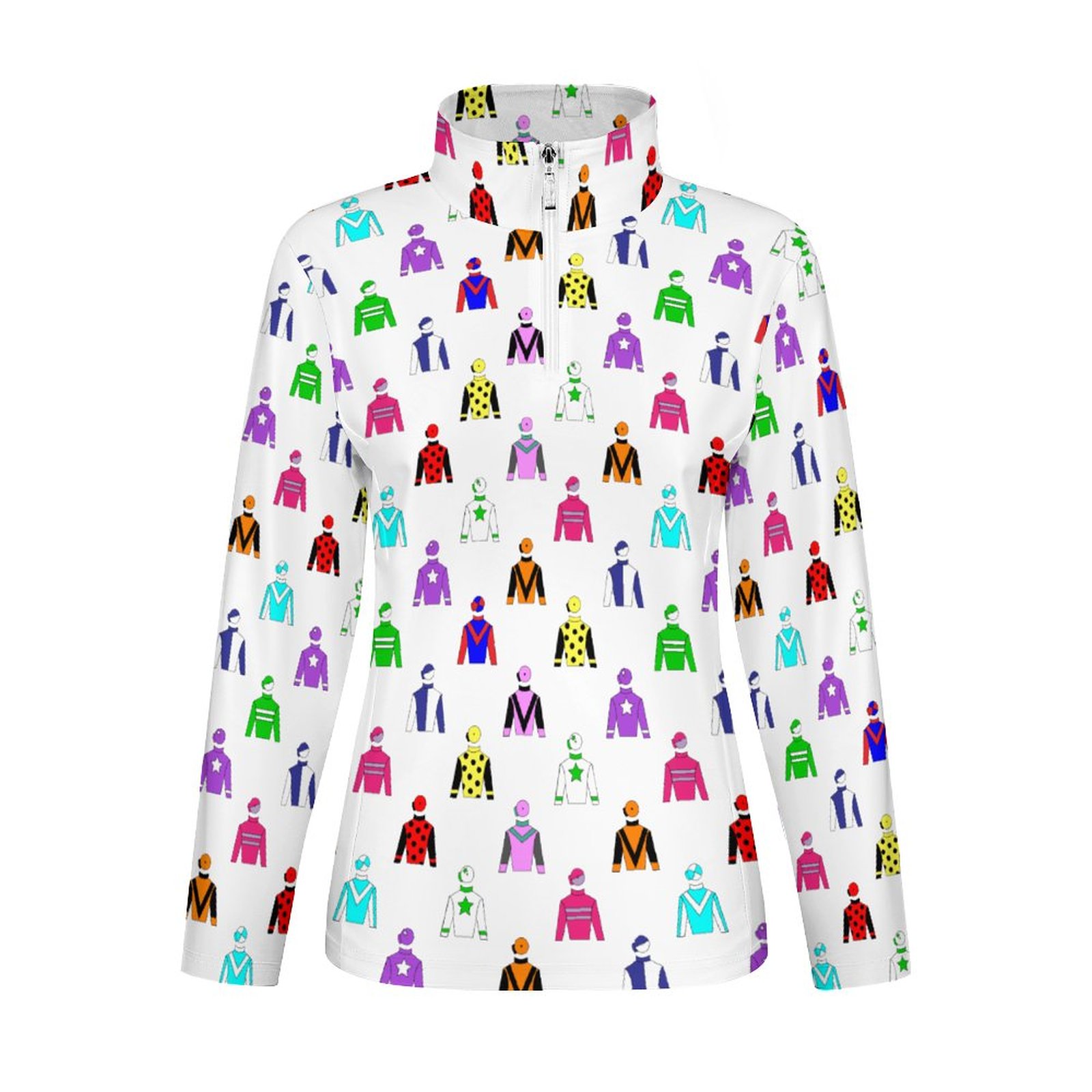 S-3XL Jockey Silks Horse Rider Quarter Zip Sports Tee Pullover Gym Shirts Women Lightweight Yoga Sportwear Tops