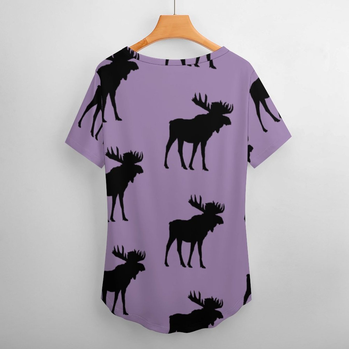 S-4XL Funny Vintage Moose Silhouette Womens Summer Casual T Shirts Boho Full Print Short Sleeve Loose Hippie Tunic Tops-Charlylifestyle