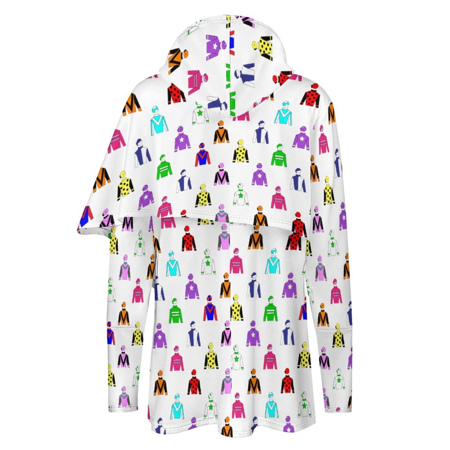 Jockey Silks Horse Rider Women Long Sleeve Pullover Irregular Hem Hoodies Casual Tunic Asymmetric Hooded Sweatshirt