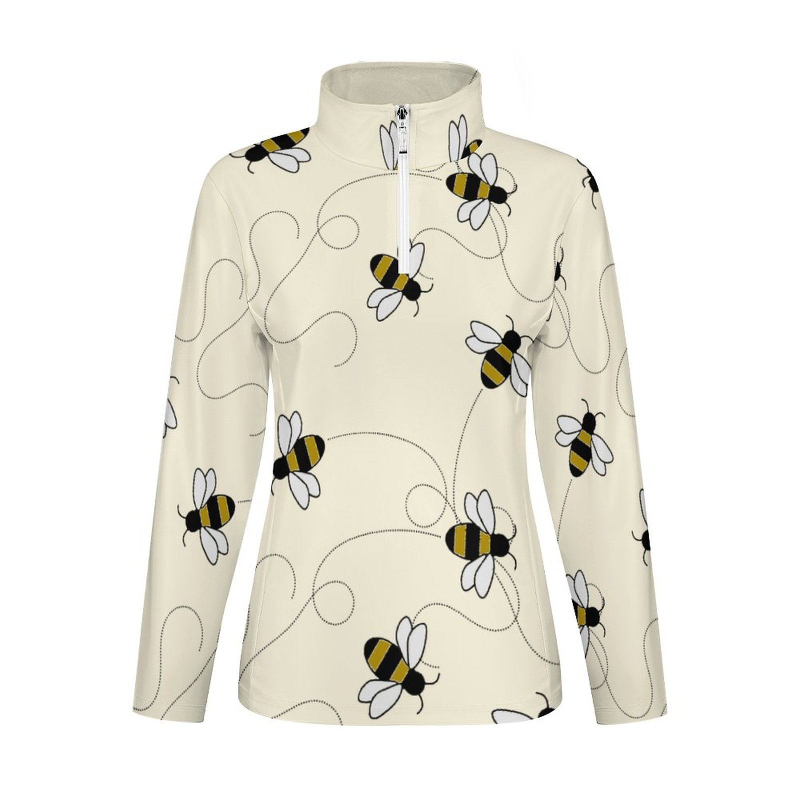 S-3XL Modern Bumble Bees Quarter Zip Sports Tee Pullover Gym Shirts Women Lightweight Yoga Sportwear Tops