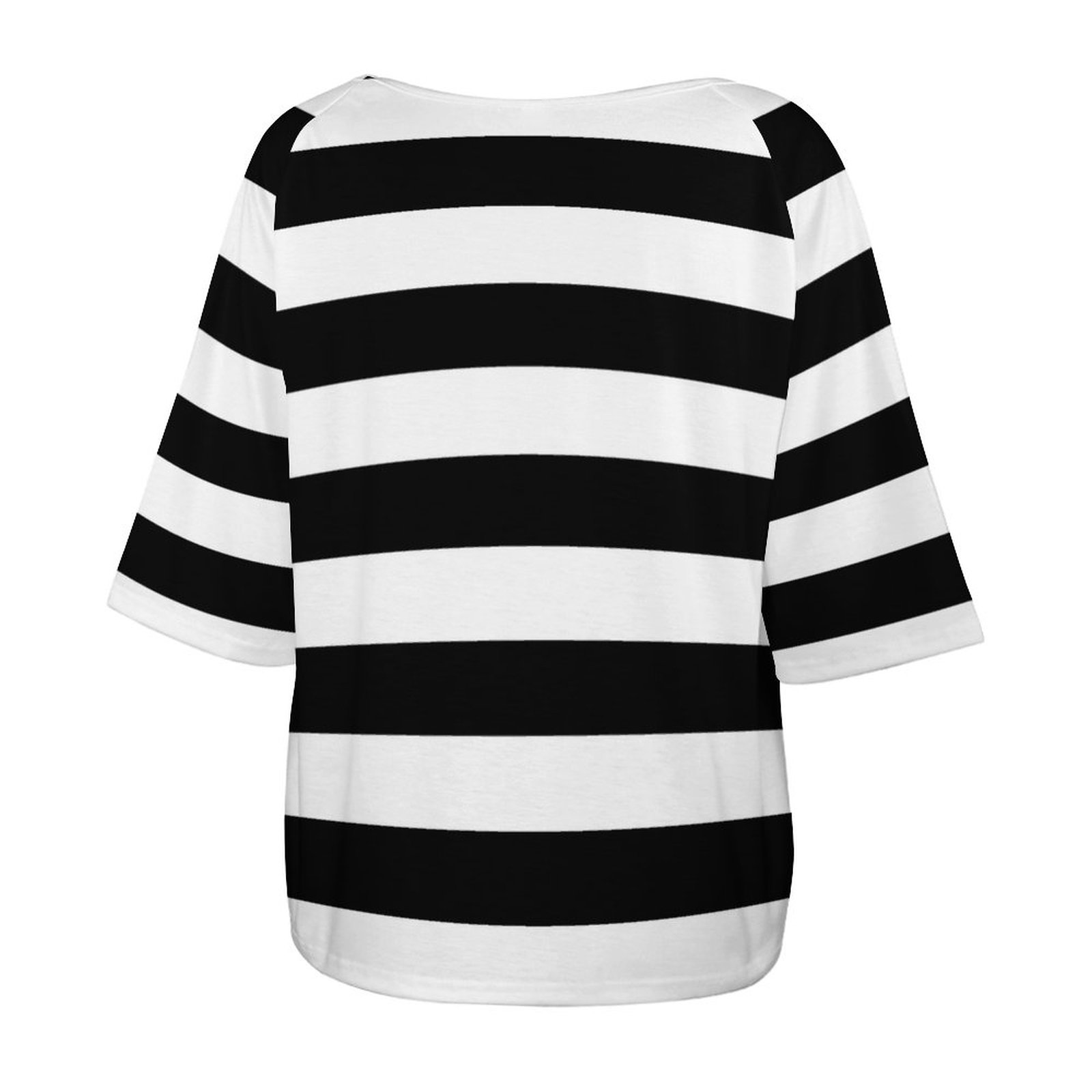 Funny Vintage Jail Stripes 3/4 Bell Sleeve T-Shirt Elbow Length Basic Tunics Tops for Women-Charlylifestyle