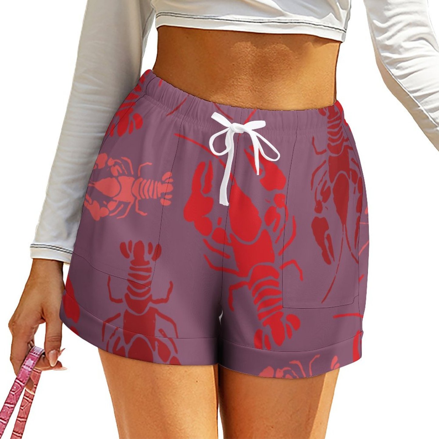 Lobster Bake Or Crawfish Boil Retro Lounge Shorts Women Plus Size Casual Athletic Running Workout Gym Shorts Joggers