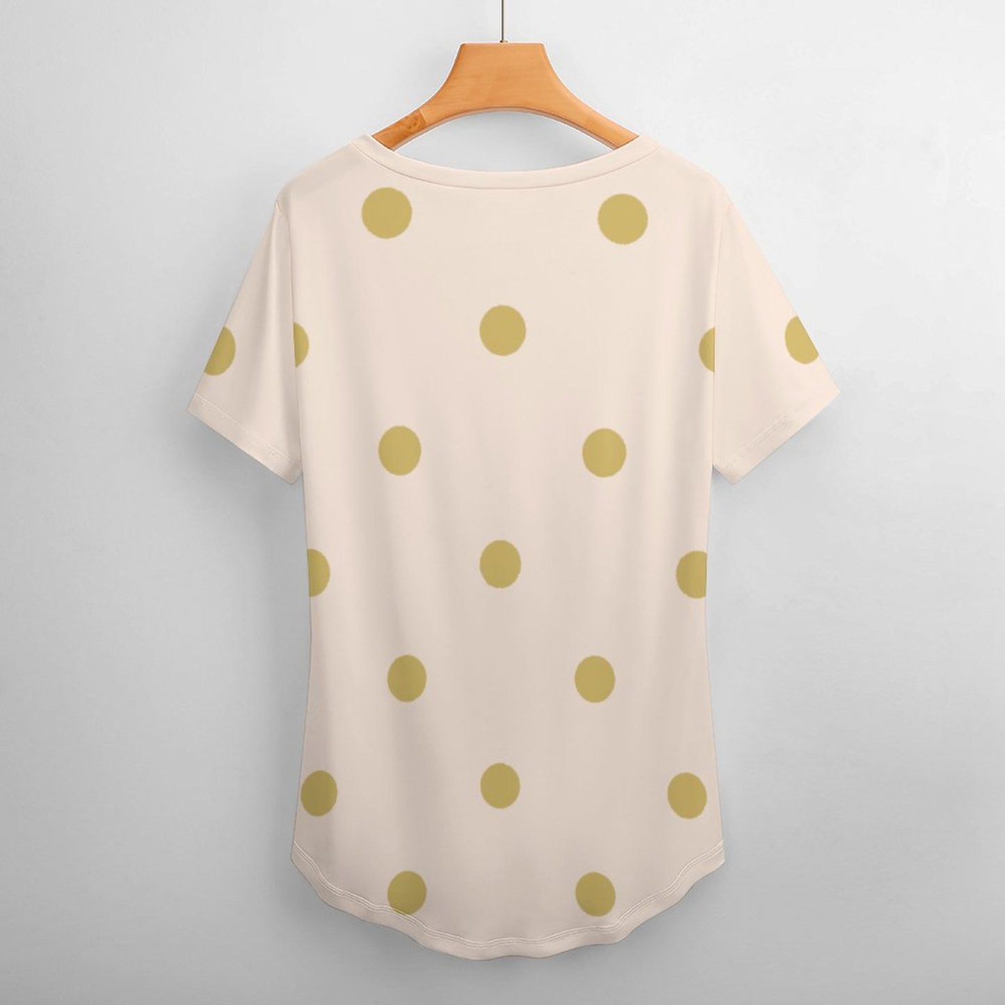 Modern Girly Pink And Gold Polka Dots Women T Shirts Basic V-Neck Tee Loose Vintage Fitting Oversize Short Sleeve Tops-Charlylifestyle