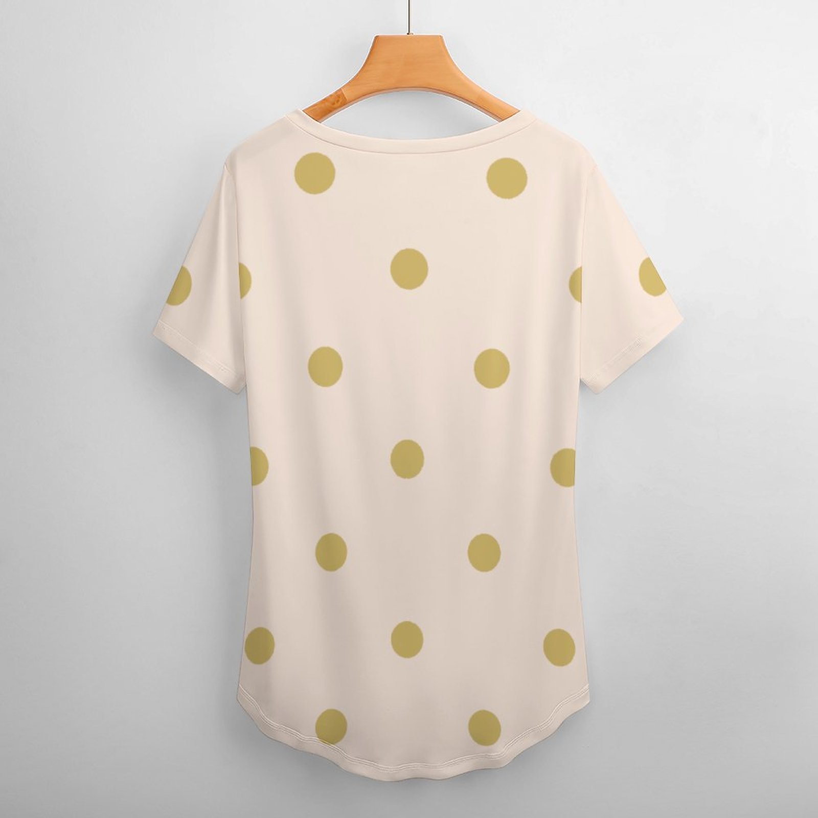 Modern Girly Pink And Gold Polka Dots Women T Shirts Basic V-Neck Tee Loose Vintage Fitting Oversize Short Sleeve Tops-Charlylifestyle