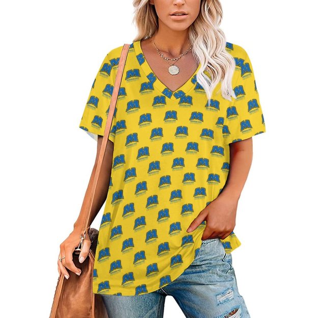 Msu Morehead State University Women T Shirts Basic V-Neck Tee Loose Vintage Fitting Oversize Short Sleeve Tops-Charlylifestyle