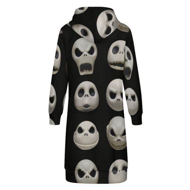 Many Faces Of Jack Skellington Zip Up Long Hoodie Jacket Coat Women Tunic Sweatshirt Plus Size Open Front Cardigan Outfits