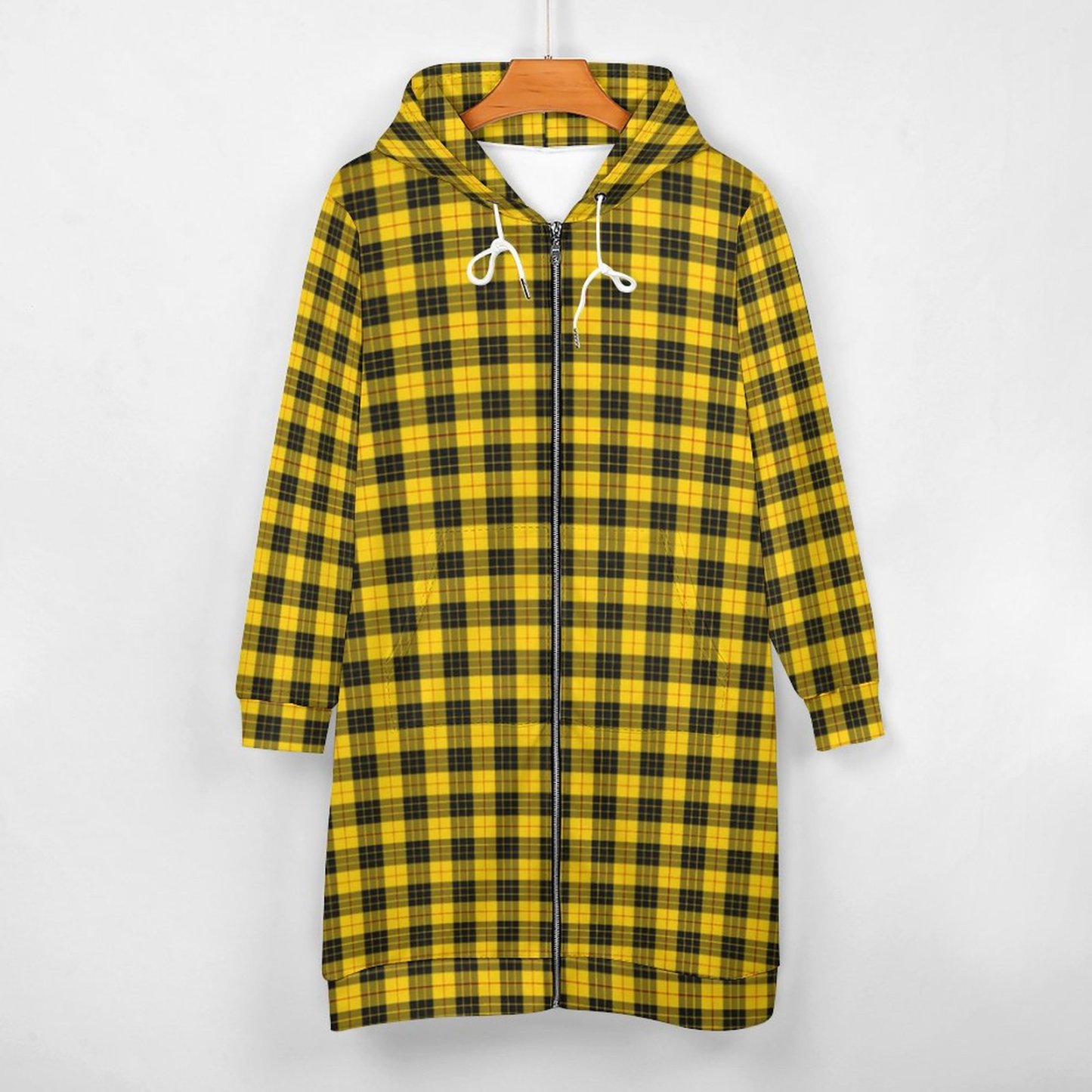 Macleod Scottish Clan Tartan Plaid Zip Up Long Hoodie Jacket Women Tunic Sweatshirt Plus Size Open Front Cardigan Outfits
