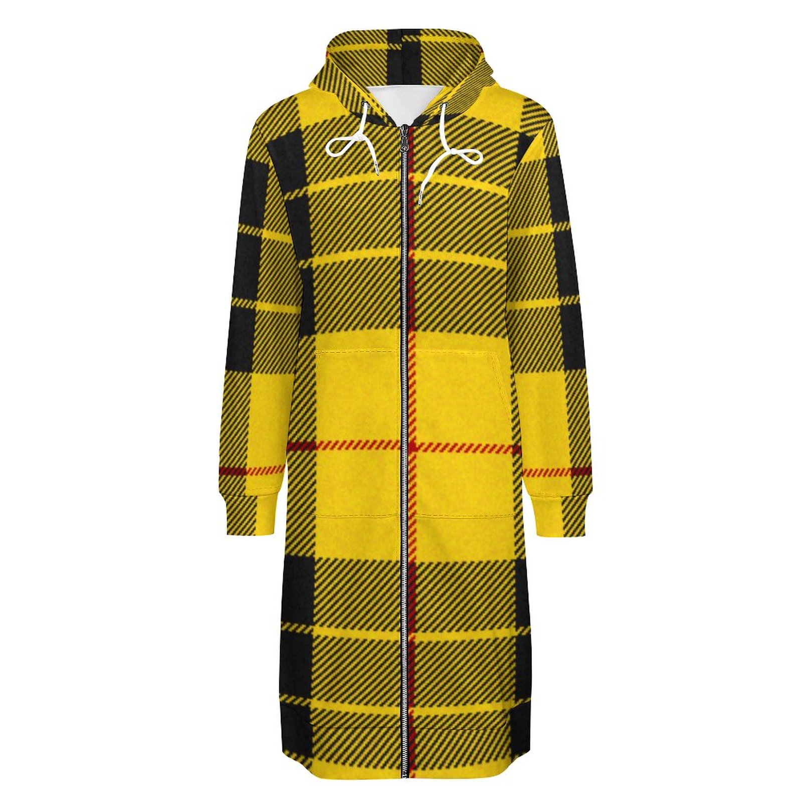 Macleod Tartan Plaid Scottish Zip Up Long Hoodie Jacket Coat Women Tunic Sweatshirt Plus Size Open Front Cardigan Outfits