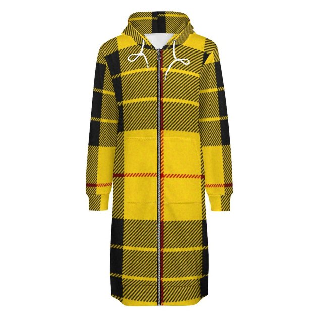 Macleod Tartan Plaid Scottish Zip Up Long Hoodie Jacket Coat Women Tunic Sweatshirt Plus Size Open Front Cardigan Outfits