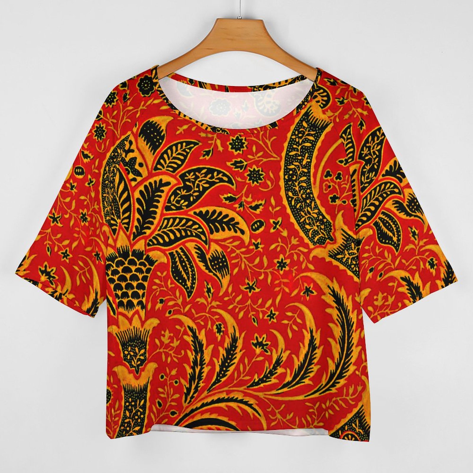 Funny Vintage India Vintage O Neck Batwing Half Sleeve Shirts Women Loose Blouse Print Tops-Charlylifestyle