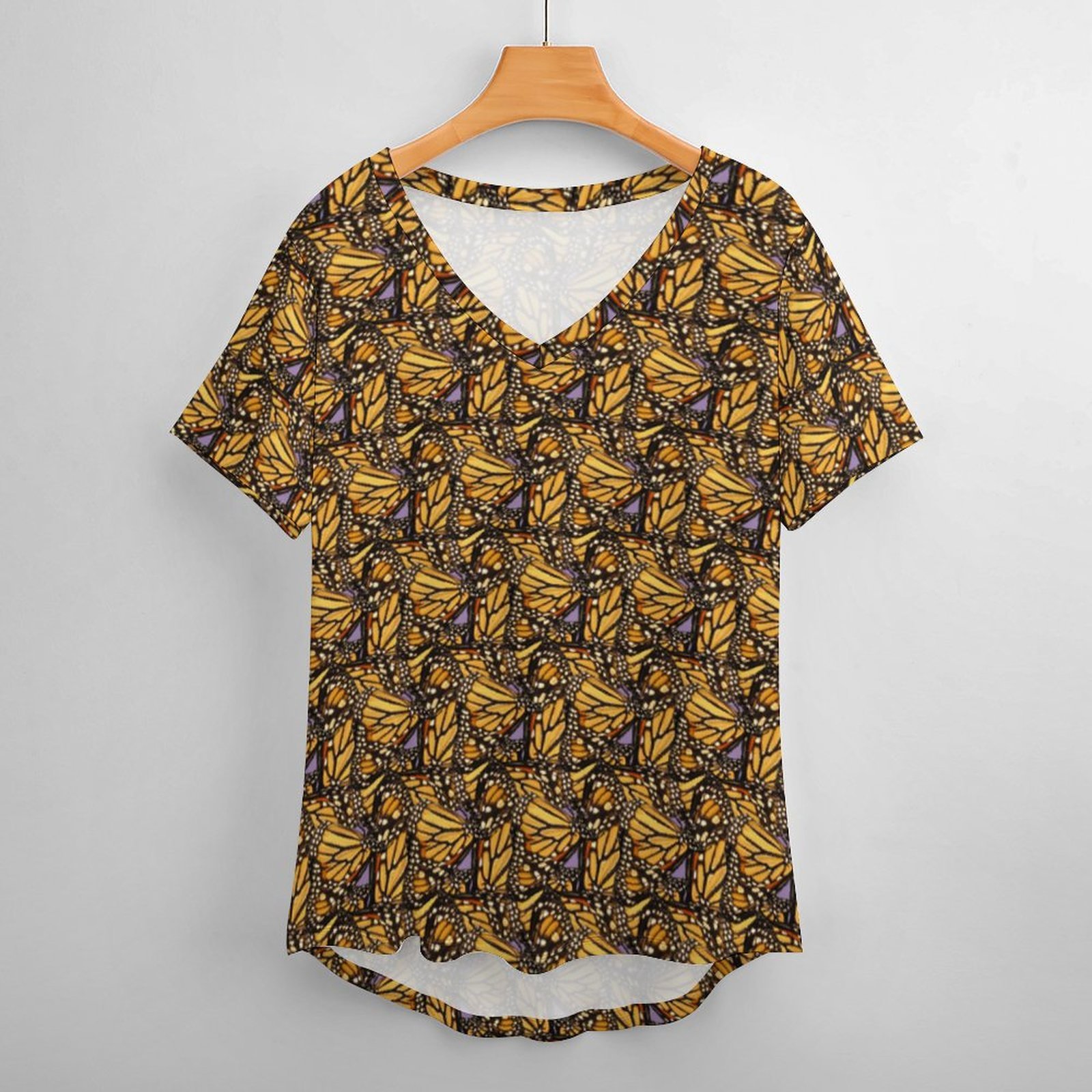 Monarch Butterfly Animal Abstract Womens Summer Casual T Shirts Boho Full Print Short Sleeve Loose Hippie Tunic Tops-Charlylifestyle