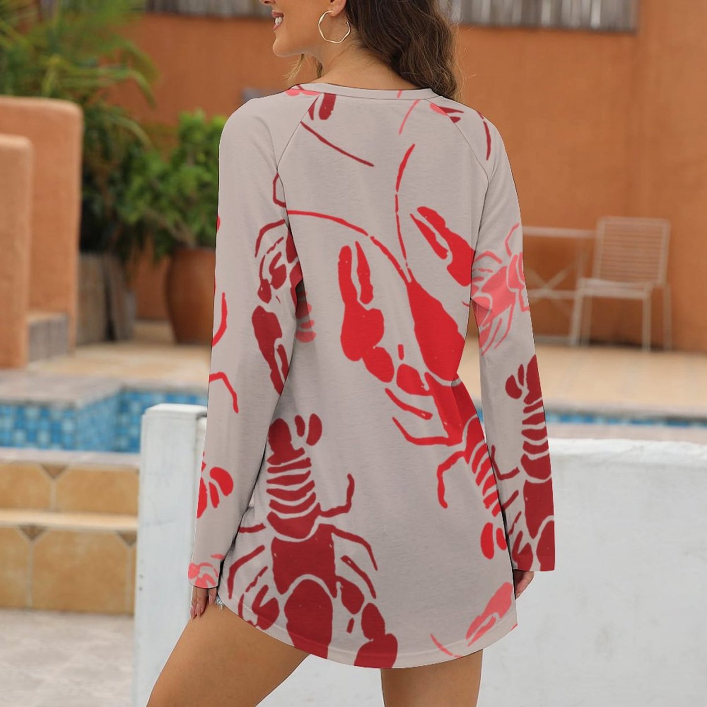 Custom Photo Bake Or Crawfish Loose Raglan Sleeve T-Shirt Personalized Tunic Top